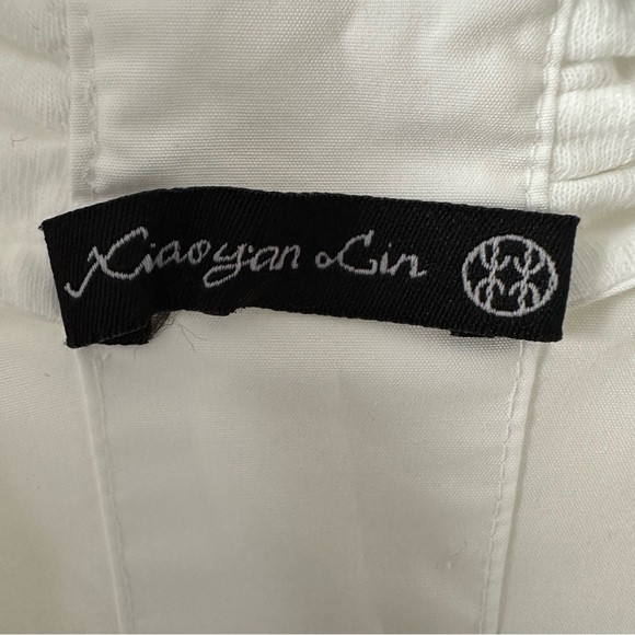 Xiaoyan Lin White Cotton Button Down Shirt Size M Unique Design Cowl Neck Resort - Picture 6 of 15